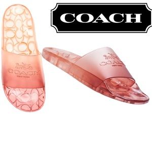COACH Red Pink Cherry Ombre Gradient UDELE Jelly Pool Slides Slip On Sandals